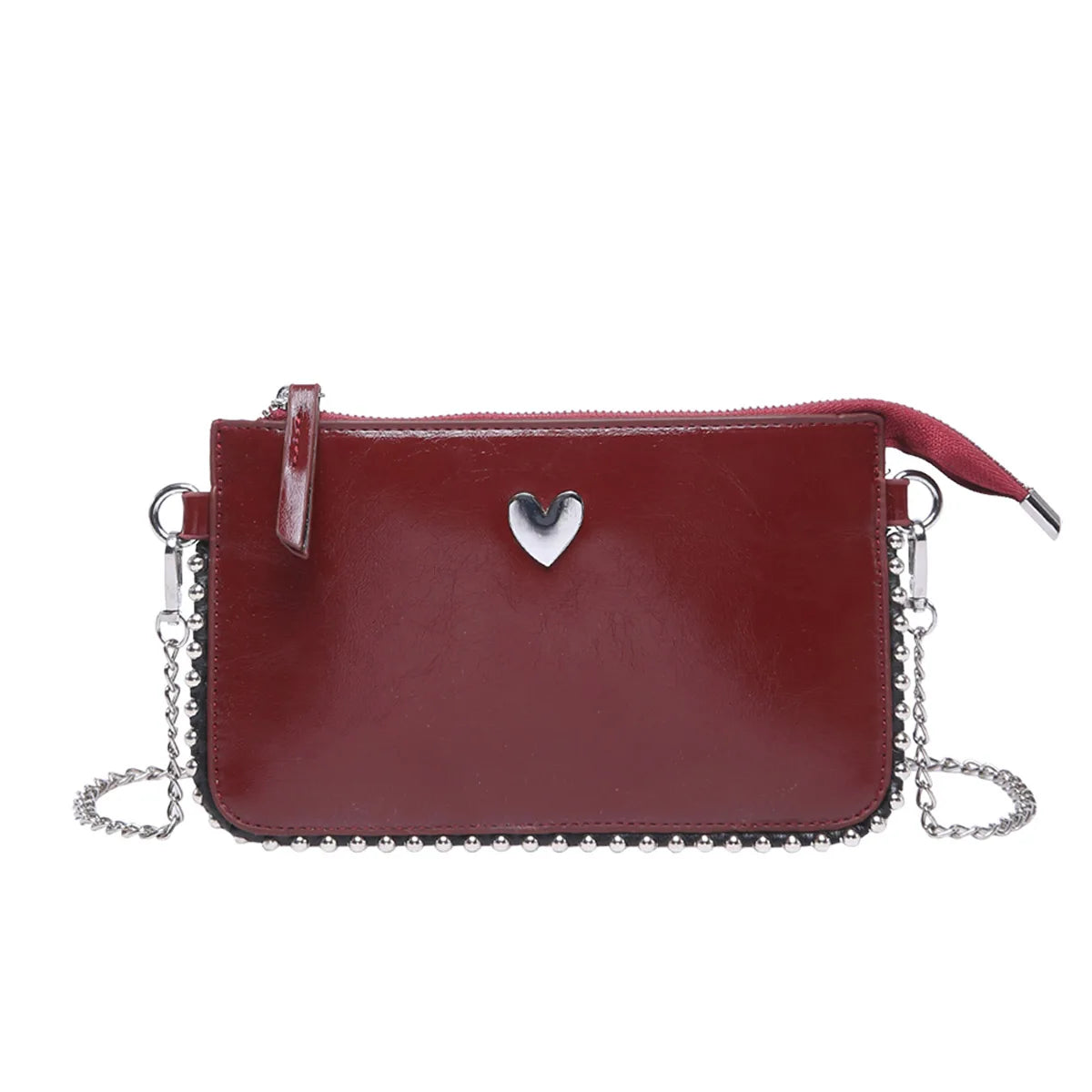 Solid color Black Crossbody Bags For Women Beading Chain Mobile Phone Purses Fashion Shoulder Messenger Bag