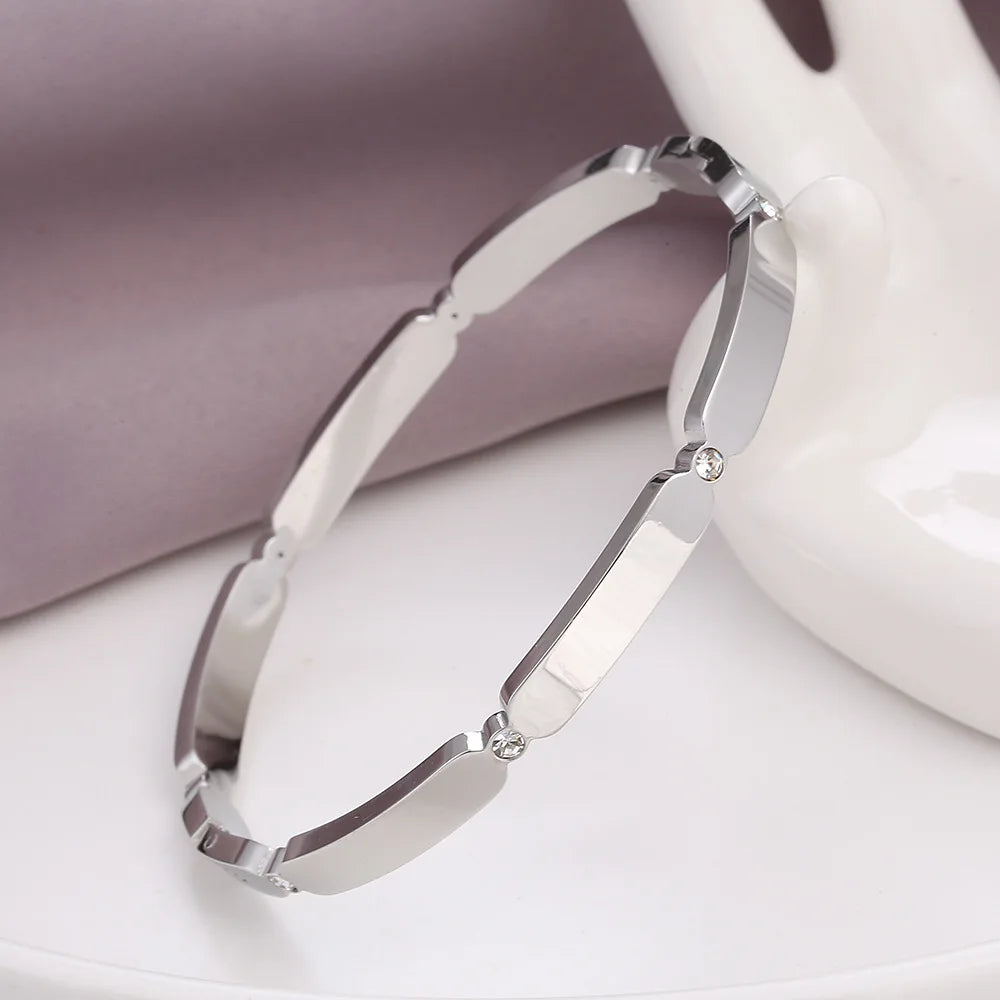 New Design Gold Color Zircon And Cross Nut Nail Bracelet & Bangles For Woman Metal Stainless Steel Waterproof  Jewelry Wholesale