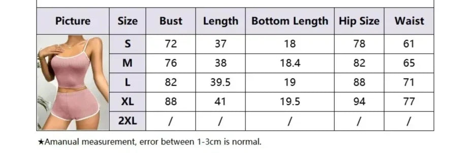 Europe and America Sleepwear Homewear Sexy Nightwear Ladies Solid Color Pajamas Thin Suspender Ribbed Loungewear 2PCS/Set