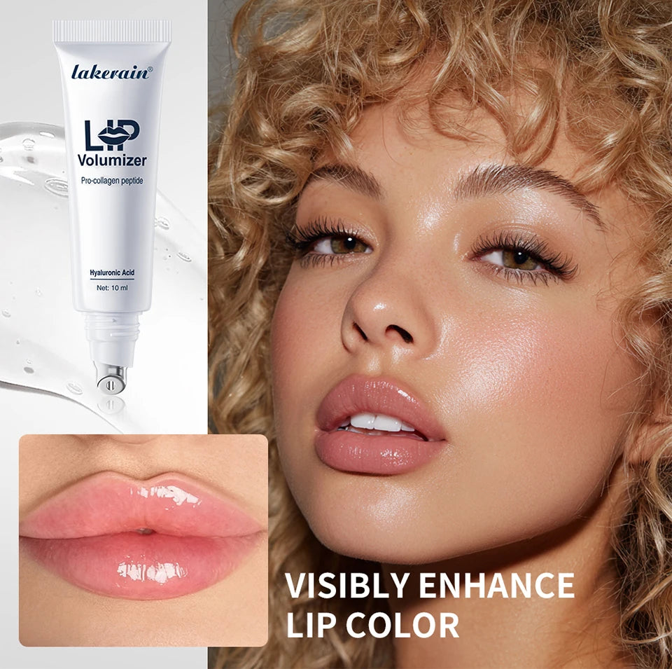 Lakerain Hyaluronic Acid Instant Lip Plumping Lip Oil Lip Line Reduction Lip Care Essence Lip Gloss Women Moisturizing Lip Tint