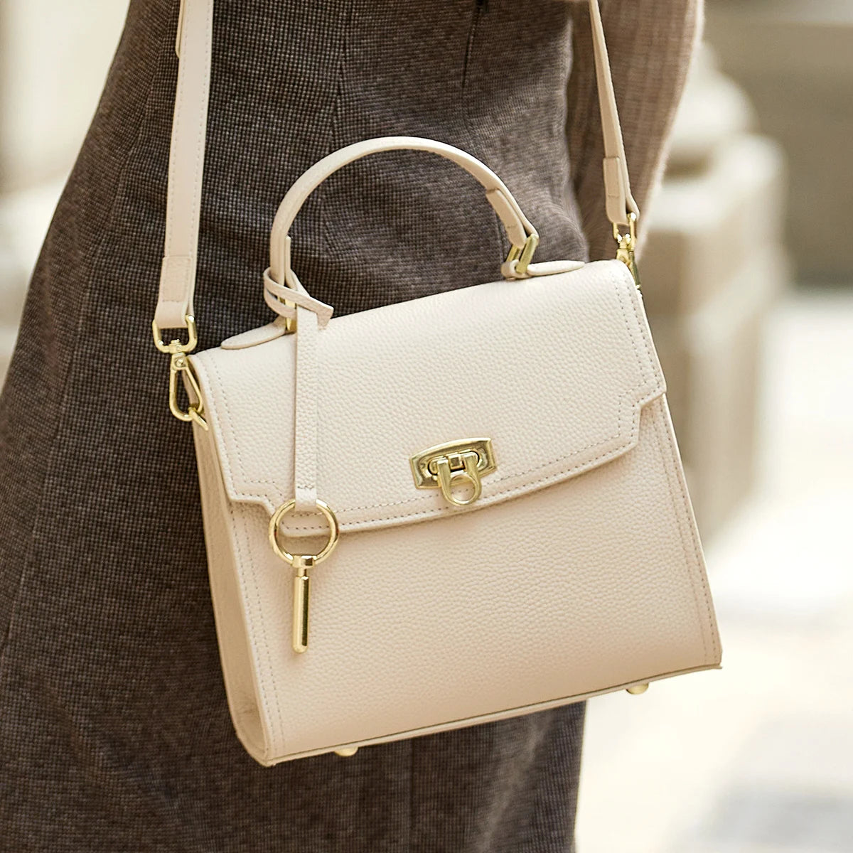 ZOOLER Genuine Leather Female Bags  Single Shoulder Handbags for Women Trend 2026 Luxury Brand Bag Designer Purses Rice #SC1513