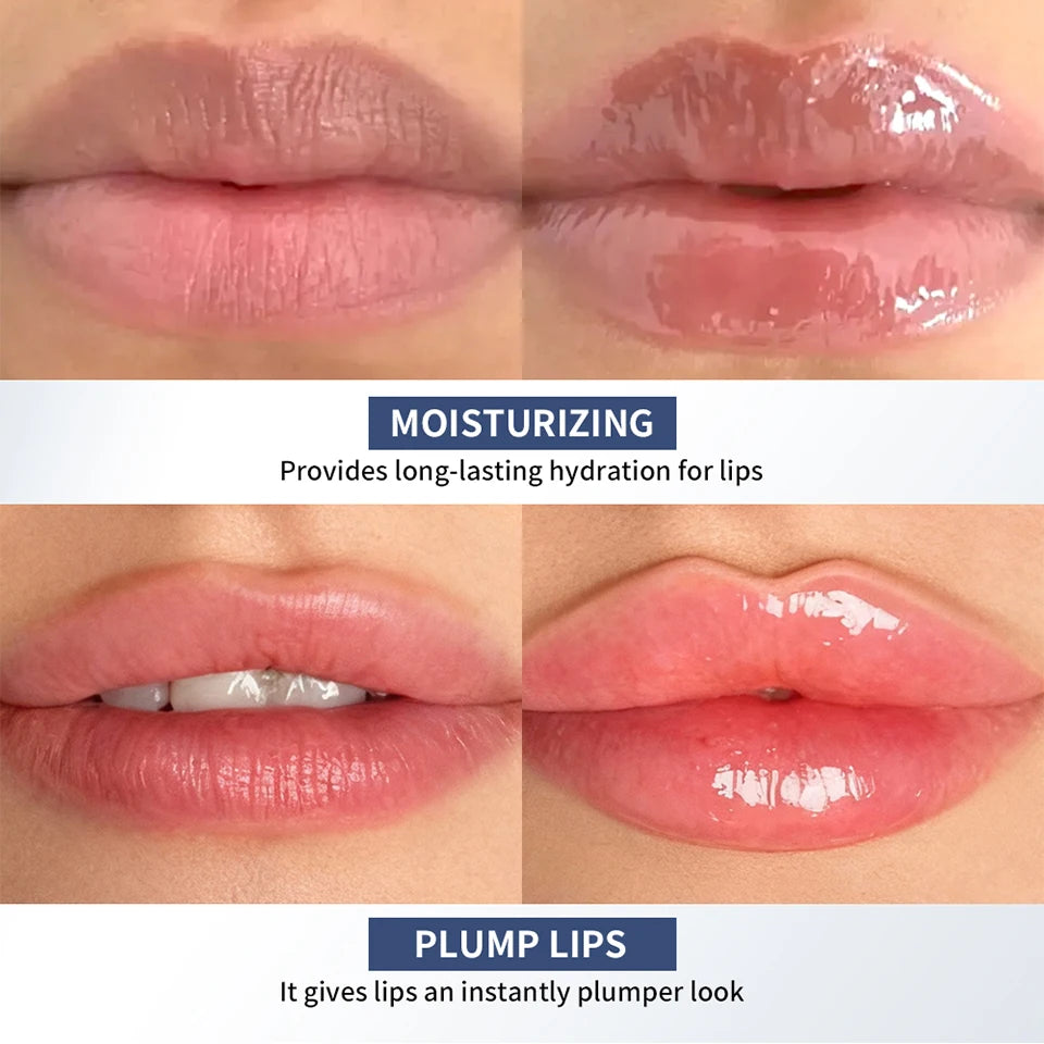 Lakerain Hyaluronic Acid Instant Lip Plumping Lip Oil Lip Line Reduction Lip Care Essence Lip Gloss Women Moisturizing Lip Tint