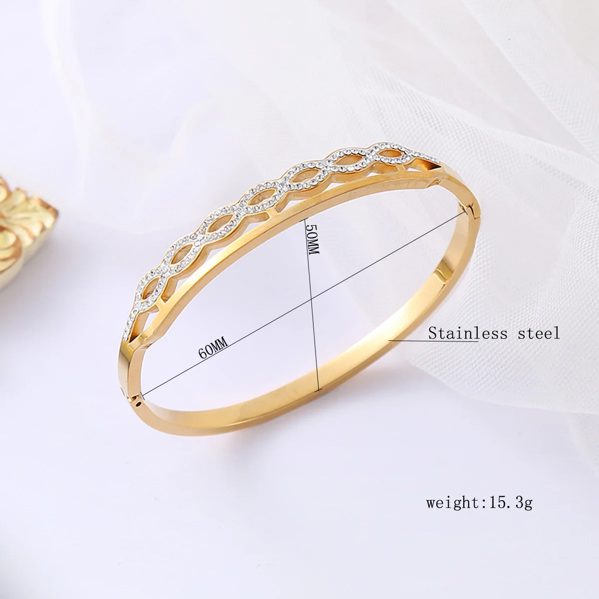 New Design Gold Color Zircon And Cross Nut Nail Bracelet & Bangles For Woman Metal Stainless Steel Waterproof  Jewelry Wholesale