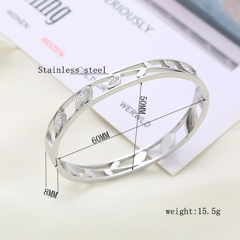 New Design Gold Color Zircon And Cross Nut Nail Bracelet & Bangles For Woman Metal Stainless Steel Waterproof  Jewelry Wholesale