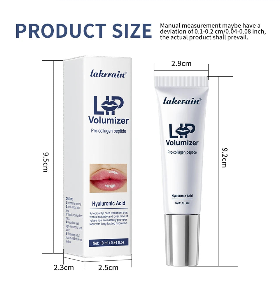 Lakerain Hyaluronic Acid Instant Lip Plumping Lip Oil Lip Line Reduction Lip Care Essence Lip Gloss Women Moisturizing Lip Tint