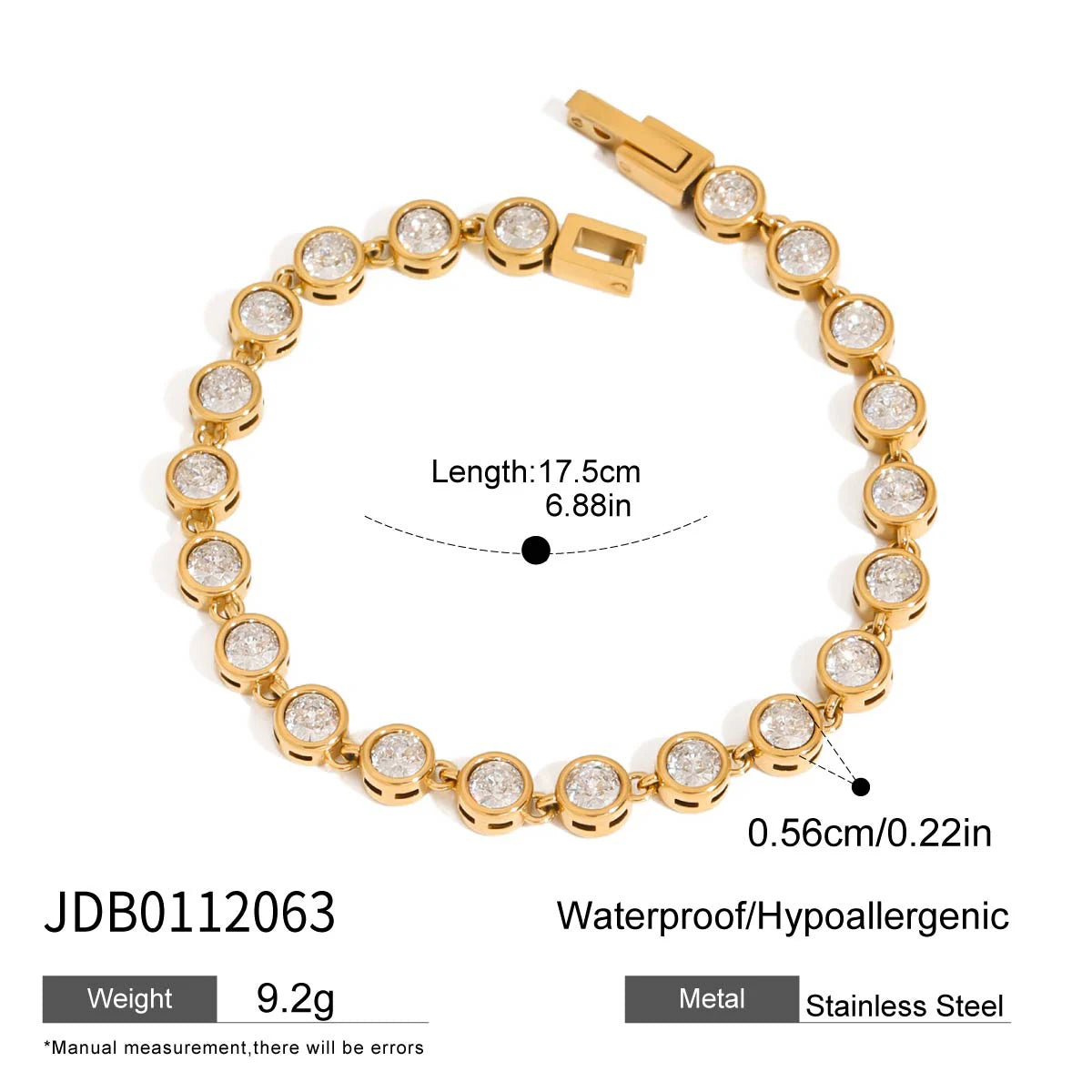 Uworld Delicate Bling Hollow Bracelet With White Rhinestones Layered Jewelry For Women PVD Gold Plated Stainless Steel Bracelets