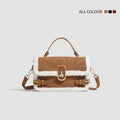 High Quality Burgundy Chic Lock Crossbody Bag 2025 New Women's Lamb Wool Splicing Shoulder Bags Fashion Elegant Ladies Handbag