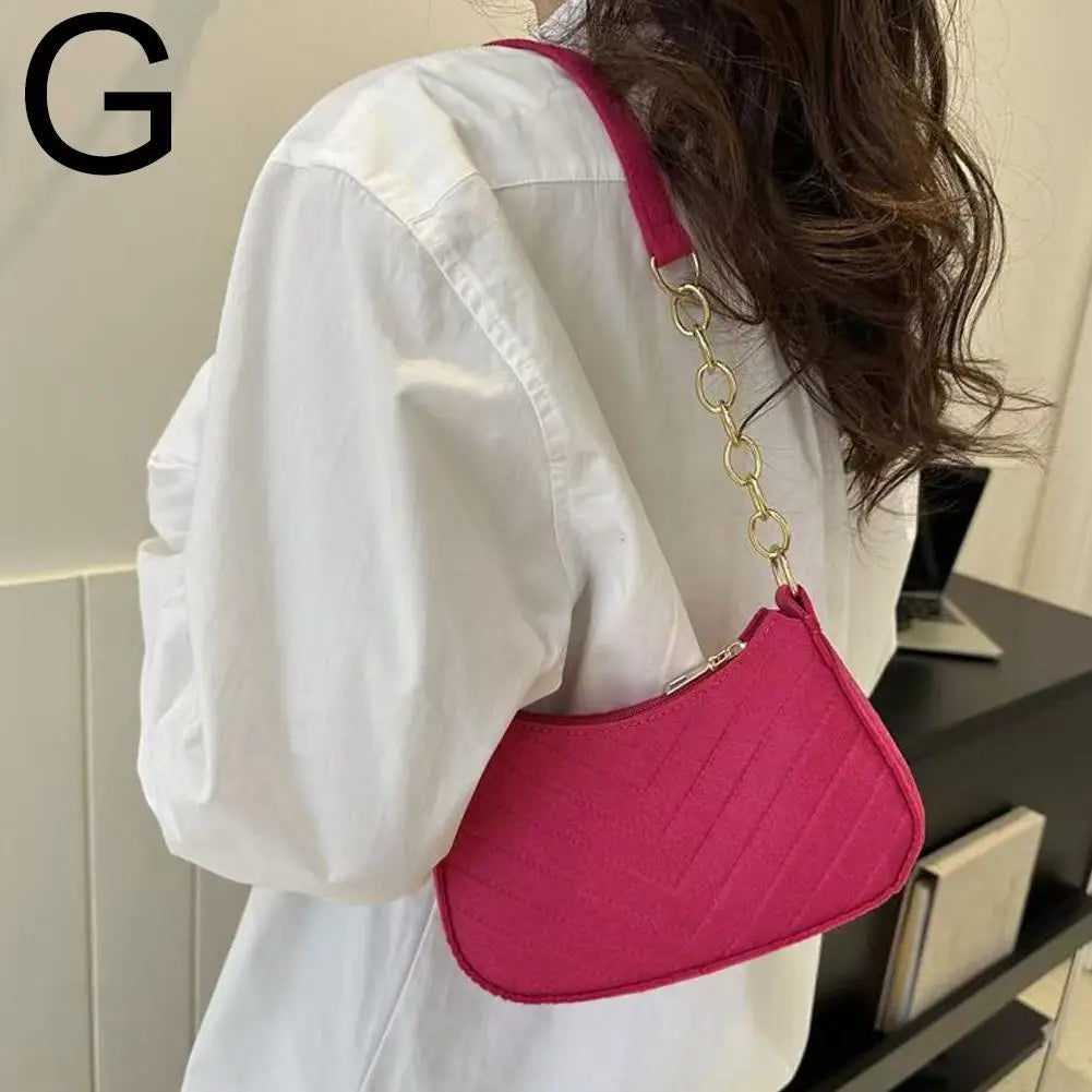 Winter Felt Bag Pom Pom Solid Color Underarm Shoulder Bag Small Square Purse Fashion Crossbody Bag Casual Cute Gift For Woman