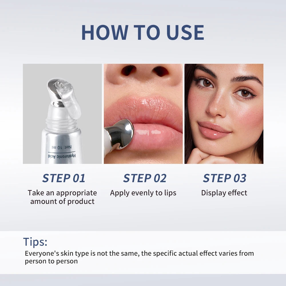 Lakerain Hyaluronic Acid Instant Lip Plumping Lip Oil Lip Line Reduction Lip Care Essence Lip Gloss Women Moisturizing Lip Tint