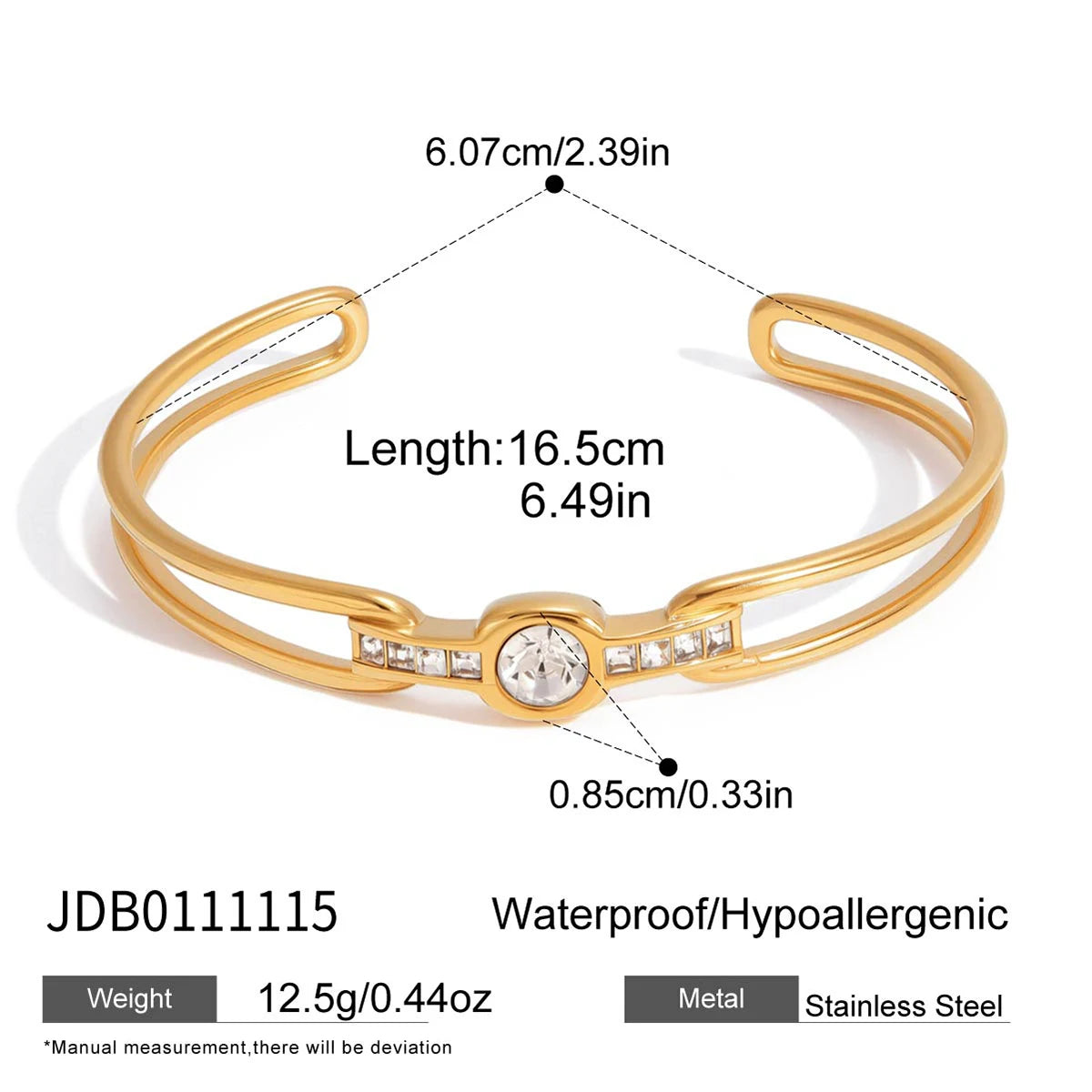 Uworld Delicate Bling Hollow Bracelet With White Rhinestones Layered Jewelry For Women PVD Gold Plated Stainless Steel Bracelets