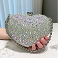 Luxury Diamond Inlay Heart Shape Crystal Clutch Purse Stones Evening Wedding Party Shoulder Bag Handle Rhinestone Mini Handbags