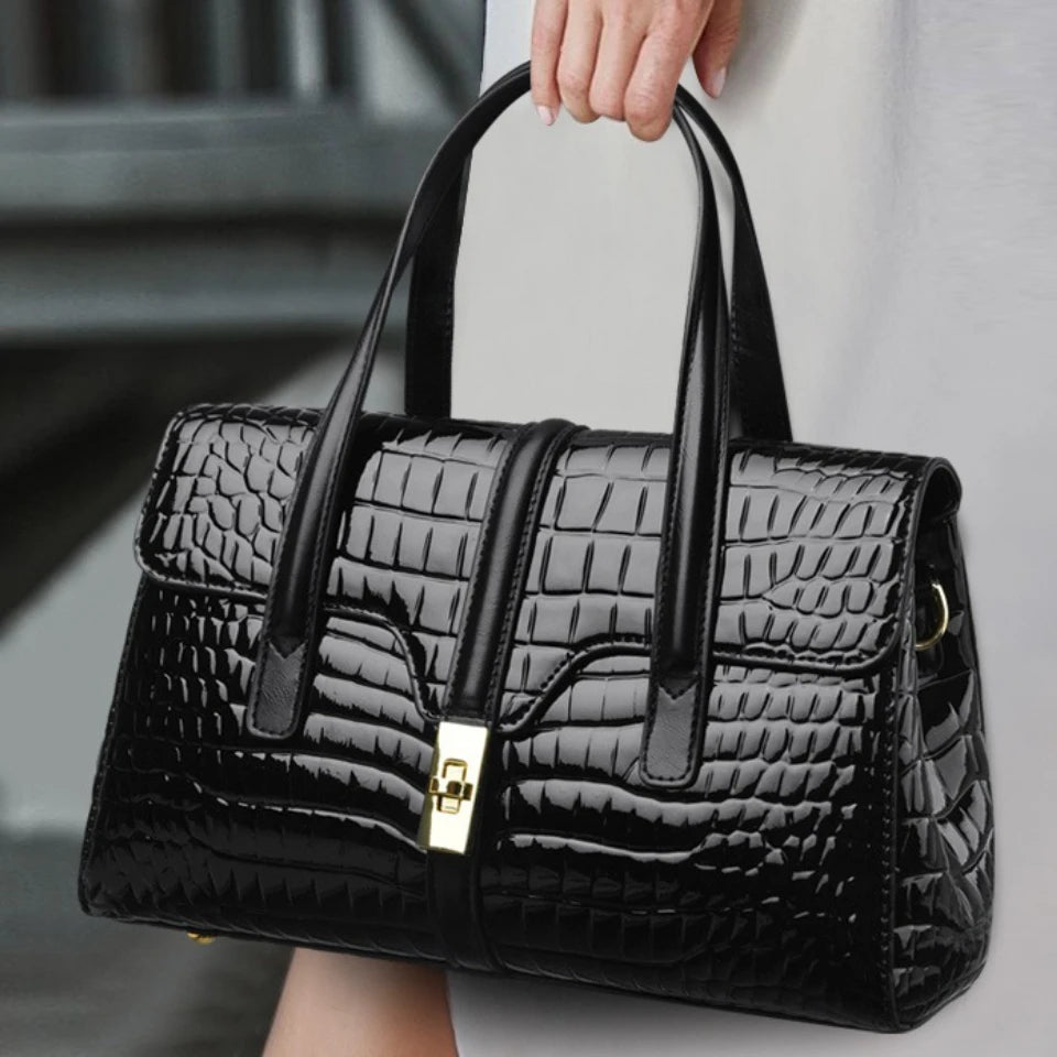 Luxury Shoulder Tote Bag Alligator Patent Leather Hand Bags for Women 2025 Designer Daily commuting Handbags HIgh Quality Sac