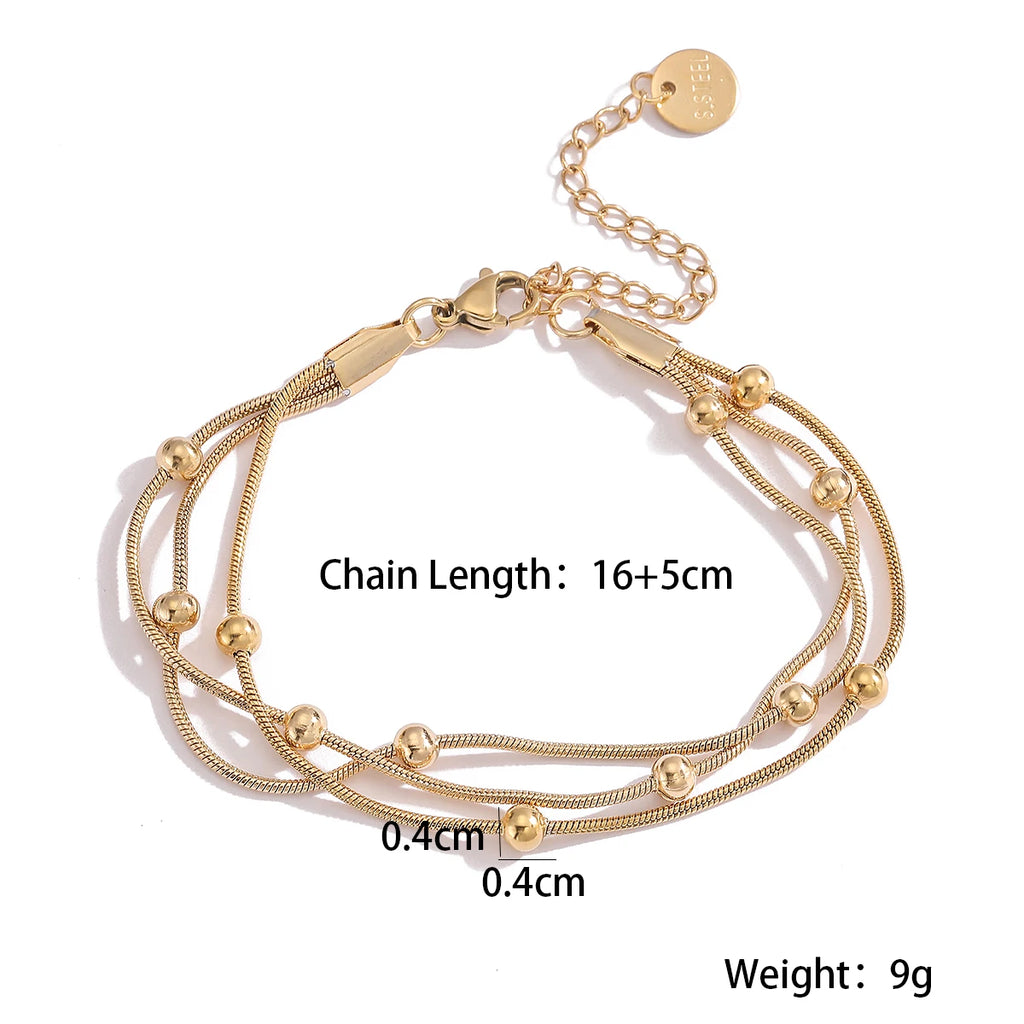 Trendy Gold Color 316L Stainless Steel Party Jewelry Femme Bijoux Multilayer Life Tree Heart Charm Bracelets For Women